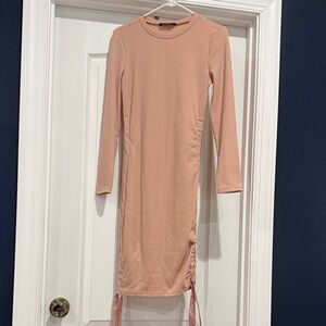 Simplee Apparel Blush Pink Long Sleeve Midi Dress
